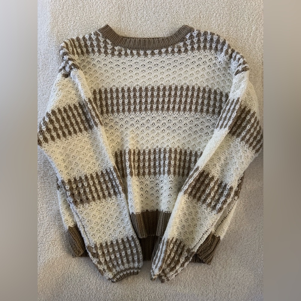 cream and beige stripped sweater
